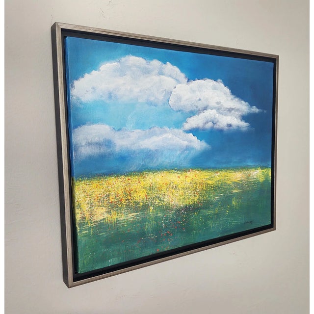 Impressionist "Poppies and Buttercups" Contemporary Original Impressionist Style Landscape Painting by Linda McDonough, Framed For Sale - Image 3 of 9