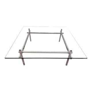 Mid-Century Modern Glass Top Chrome Coffee Table For Sale