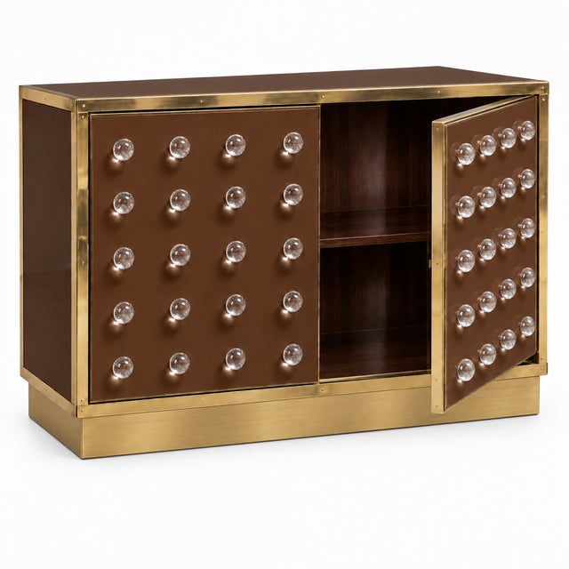 Contemporary Chocolate Brown Murano Glass Dry Bar on Brass Plinth from Justfurnituress SRL For Sale - Image 3 of 8