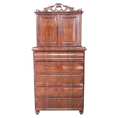 Antique Mahogany Tall Chest of Drawers, 1850s For Sale