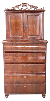 Antique Mahogany Tall Chest of Drawers, 1850s