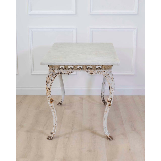 19th Century 19th Century French Painted Iron Table with Marble Top and Lion Paw Feet For Sale - Image 5 of 7