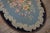 Vintage Mid Century Floral Light Blue Folk Art American Hooked Oval Rug For Sale In New York - Image 6 of 6