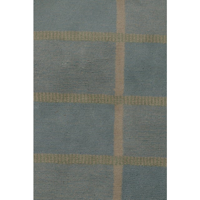 Rug & Kilim’s Swedish Art Deco Inspired Rug in Dusty Blue With Geometric Pattern For Sale In New York - Image 6 of 8