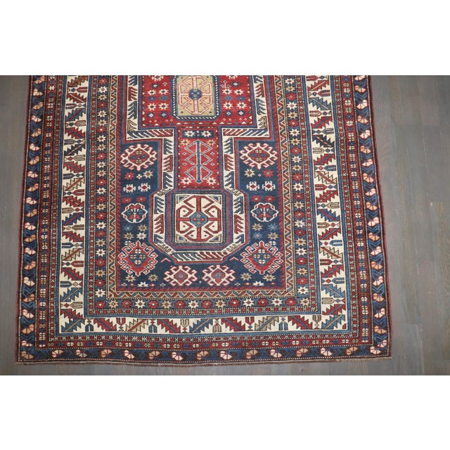 Traditional 19th Century Antique Zabihi Collection Shirvan Rug - 3'10" x 4'9" For Sale - Image 3 of 7