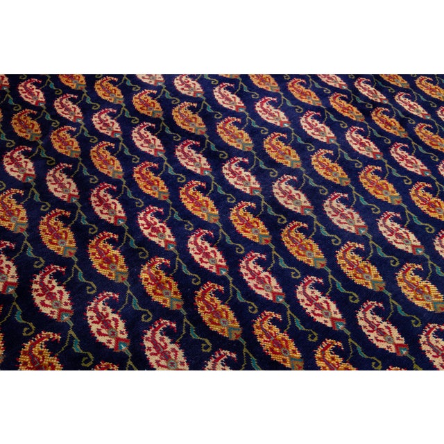 Allover Pattern Handmade Persian Wool Rug Vintage in Navy Blue For Sale - Image 10 of 11