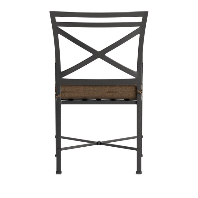 Brown Jordan Brown Jordan Venetian Arm Chair, Textured Pewter frame with Fusion Moccasian fabric For Sale - Image 4 of 11