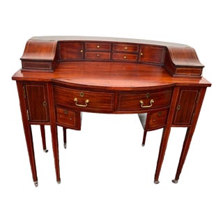 Early 20th Century George III Style Satinwood Inlaid Mahogany “Carlton House” Writing Table Desk For Sale