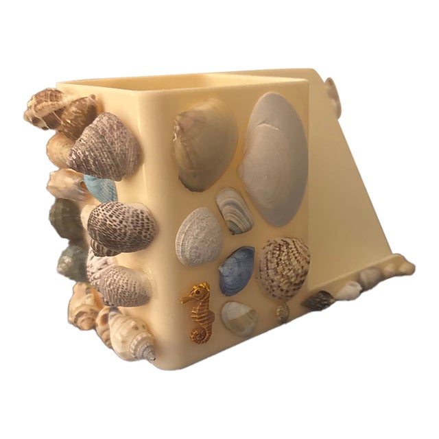 Whimsical Seashell-Encrusted Desk Organizer For Sale