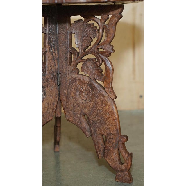 Small Syrian Inlaid Hand-Carved Folding Table from Liberty London, 1880s For Sale - Image 13 of 16