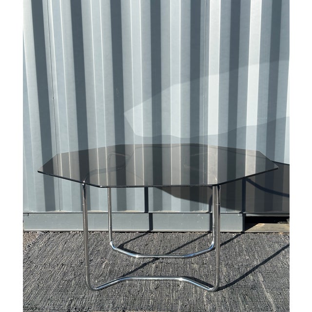 Vintage Table in Glass and Metal, 1970 For Sale - Image 4 of 11