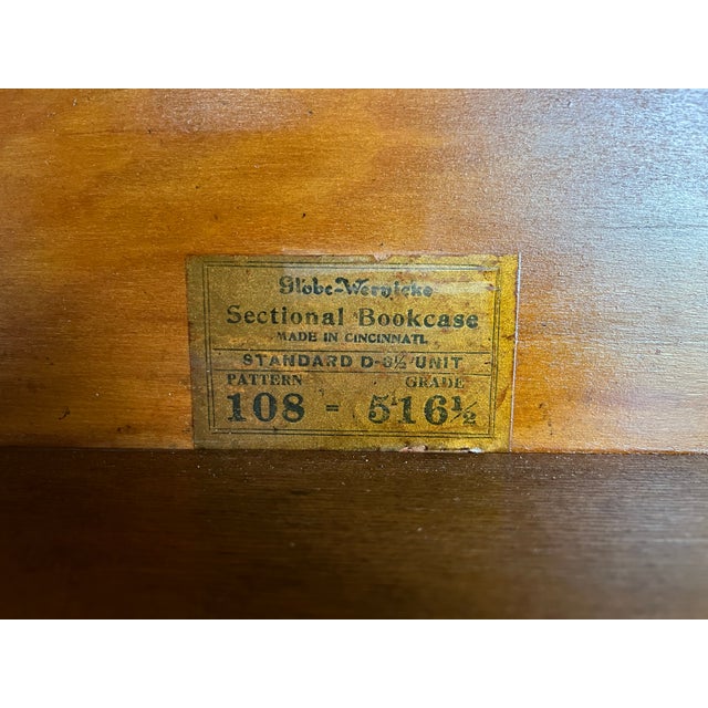 1910s Matched Pair of Three Unit Globe Wernicke Solid Mahogany Bookcases For Sale - Image 5 of 11