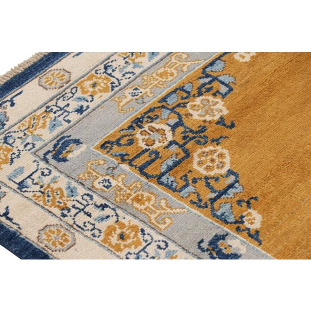 Art Deco Rug & Kilim’s Twin Art Deco Inspired Rugs in Gold With Medallion and Florals For Sale - Image 3 of 7
