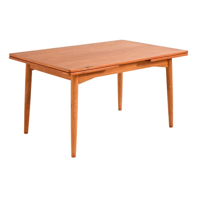 Danish Extendable Teak and Oak Dining Table, 1960s For Sale