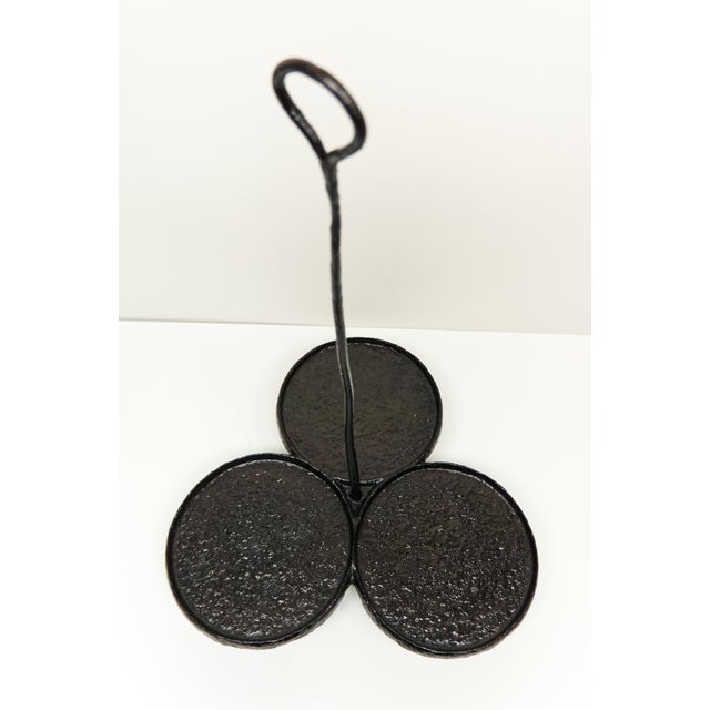 Primitive Cast Iron Hearth Triple Griddle With Handle For Sale - Image 4 of 5