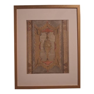 Chairish: Framed C. 1900 French Art Nouveau Esquisse d'Un Tapis Textile Design Print For Sale