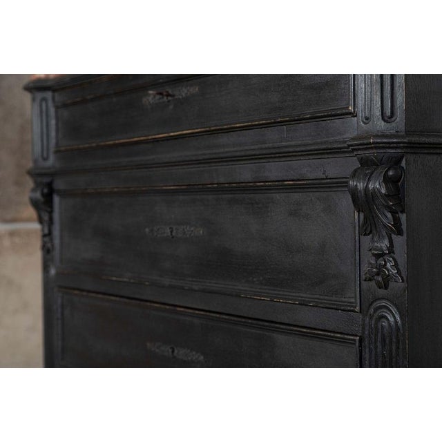 Antique French Ebonised Fruitwood and Marble Commode, 1880 For Sale - Image 14 of 17