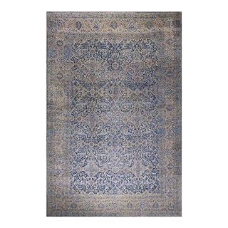 1920s Blue Medallion Antique Bakhtiari Rug 12'3" X 18'6" Handwoven Wool Carpet For Sale