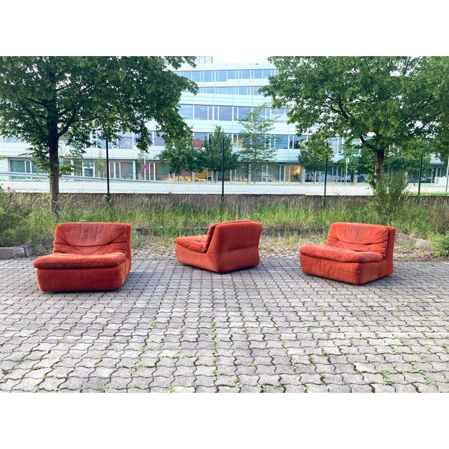 Wood Vintage Velour Modular Sofa, 1970s, Set of 3 For Sale - Image 7 of 18