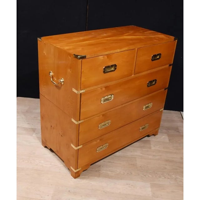 Campaign Chest of Drawers in Walnut For Sale - Image 4 of 13