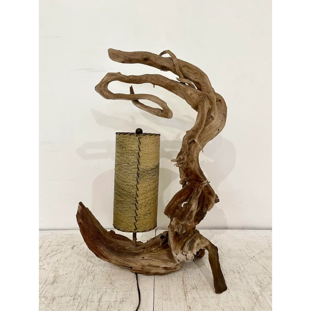 Tan Large Mid Century Driftwood Sculptural Lamp For Sale - Image 8 of 12