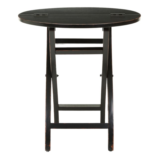 Ethan Round Folding Side Table in Black For Sale