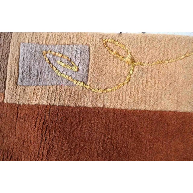 Brown 1970s Handmade Vintage Tibetan Khaden Rug 4' X 5.3' For Sale - Image 8 of 11