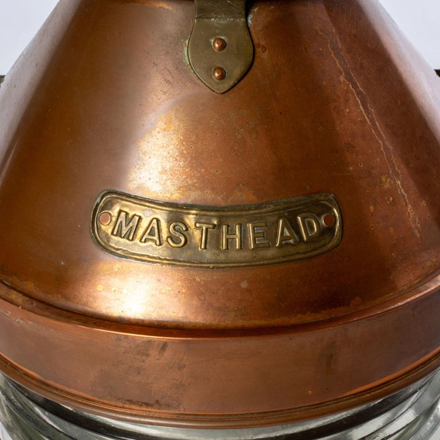Metal Vintage Copper Masthead Ship's Lantern For Sale - Image 7 of 8