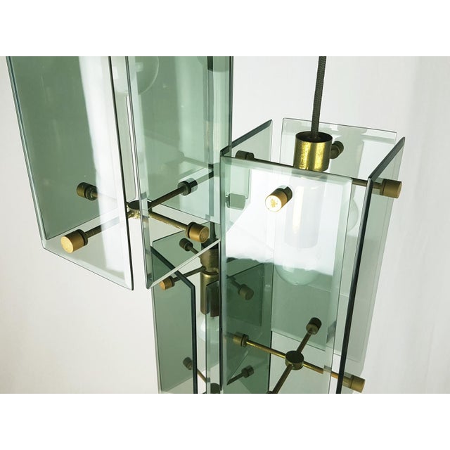 Metal Italian Golden Aluminum and Smoked Glass Pendant Lamp, 1960s For Sale - Image 7 of 11