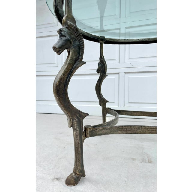 Metal Vintage Steel and Glass Horse Center Dining Table For Sale - Image 7 of 12