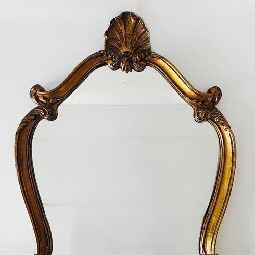Mid-Century Baroque Style Gold Leaf Gilded Crest Mirror, 1950s For Sale - Image 6 of 7