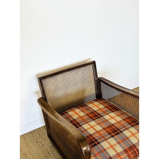 Vintage Lounge Chair in Bentwood and Checkered Fabric, 1960s For Sale - Image 10 of 15