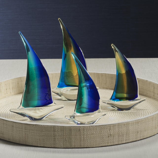 2020s Marisol 2-Piece Assorted Set Decorative Glass Sailboats, 10" For Sale - Image 5 of 8
