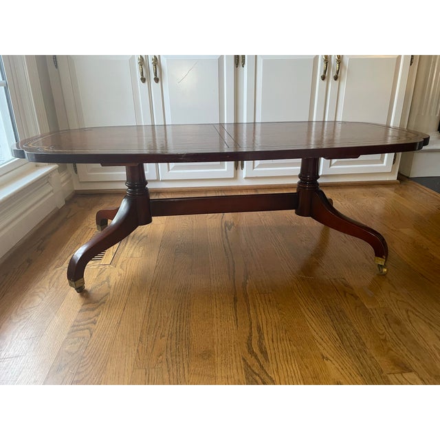 Vintage Zangerle & Peterson Leather-Top Coffee Table | Chicago | 1920s–40s For Sale In Birmingham - Image 6 of 9