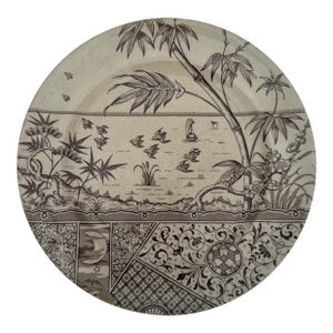 Late 19th-Century English Staffordshire Brown Transferware Plate