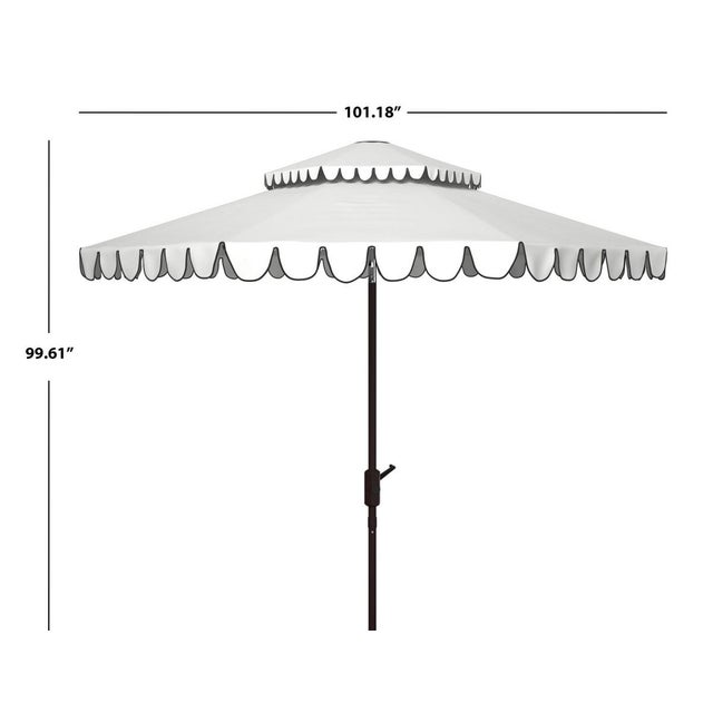 Contemporary Venice 9 Ft Double Top Umbrella - Ivory/Black For Sale - Image 3 of 4