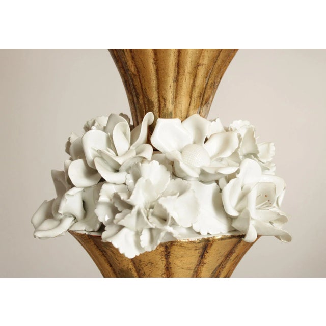 Italian Hollywood Regency Ceramic Floral Table Lamp For Sale - Image 10 of 12