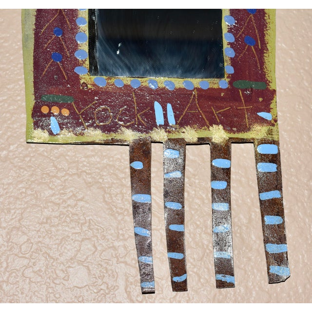 Brown 1990s Primitive Twig Bill & Marcia Finks Signed Whimsical Metal Wall Decor Folk Art "East Wind” For Sale - Image 8 of 8