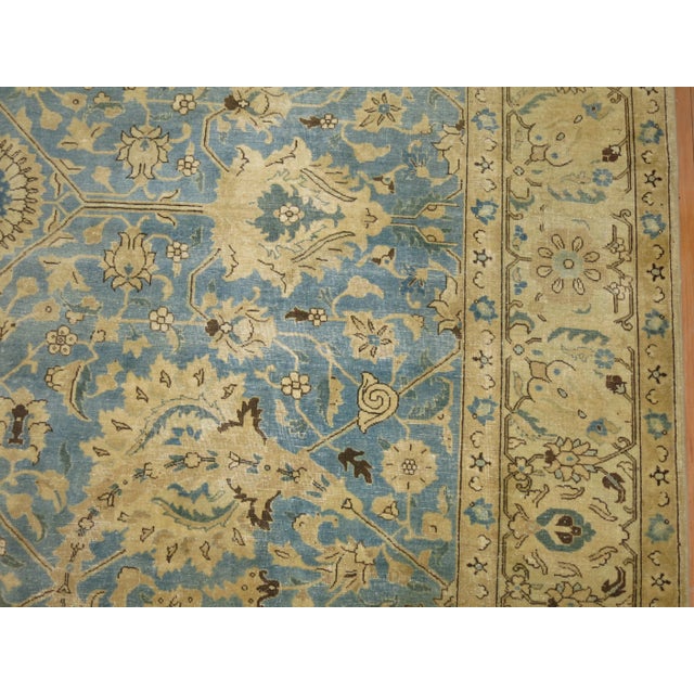 Pop Art Early 20th Century Antique Light Blue Gold Tabriz Rug - 9'1" x 12'10" For Sale - Image 3 of 10