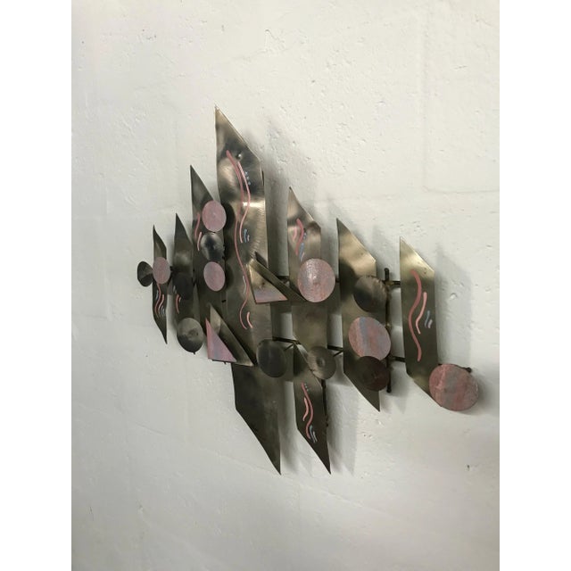 Mid-Century Modern Postmodern Aluminium Wall Sculpture, Signed For Sale - Image 3 of 9