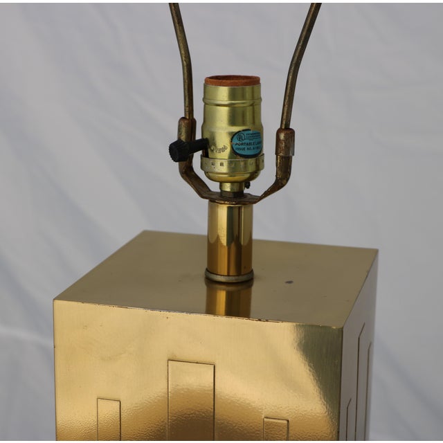 Late 20th Century Lacquered Brass Skyscraper Table Lamp For Sale - Image 5 of 7