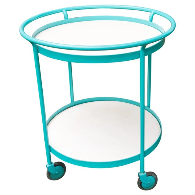 1960s Tropitone Turquoise Circular Cart For Sale - Image 9 of 9