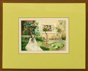"Lady in a Garden" Original Watercolor