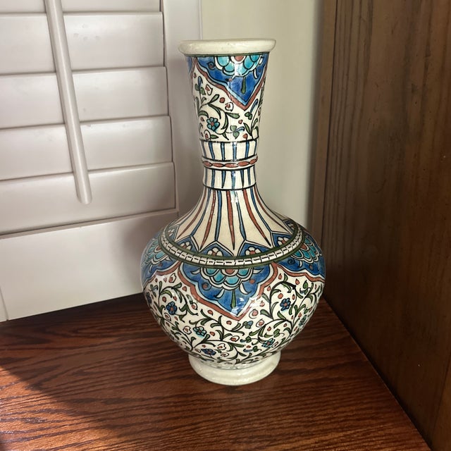 1970s Vintage Kütahya Pottery Vase, Iznik Floral Design For Sale - Image 5 of 11