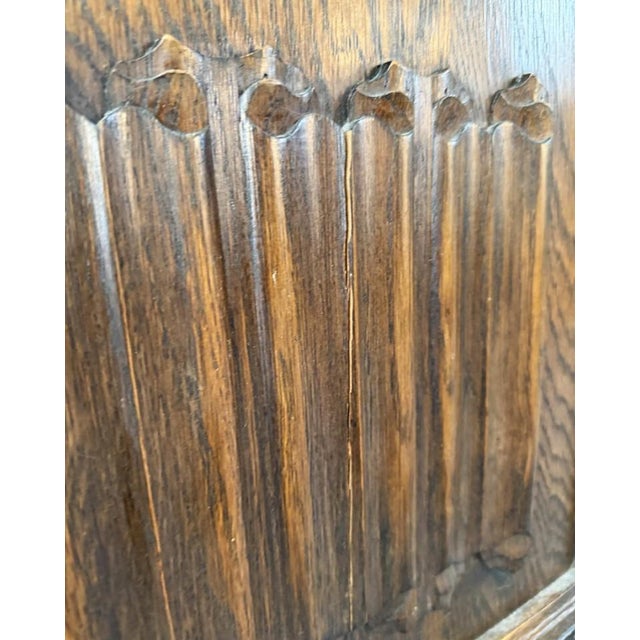 Antique Carved Oak Buffet With Metal Hardware For Sale - Image 14 of 18