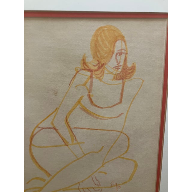 Mid-Century Modern Mid-Century Figurative Drawing For Sale - Image 3 of 4