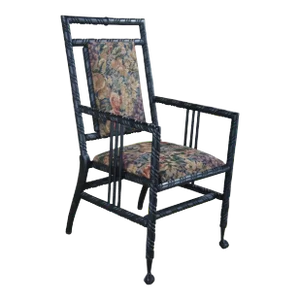 Antique Victorian Mahogany Painted Hunzinger Barley Twist Arm Chair Ball & Claw
