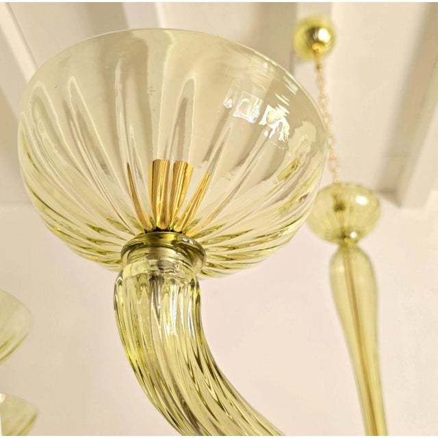 1980s Large Olive Green Murano Glass Chandelier For Sale - Image 9 of 11