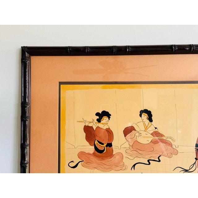 Vintage 1970s Asian Hand-Colored Pencil Drawing “Honey” by Piacente For Sale In Boston - Image 6 of 10