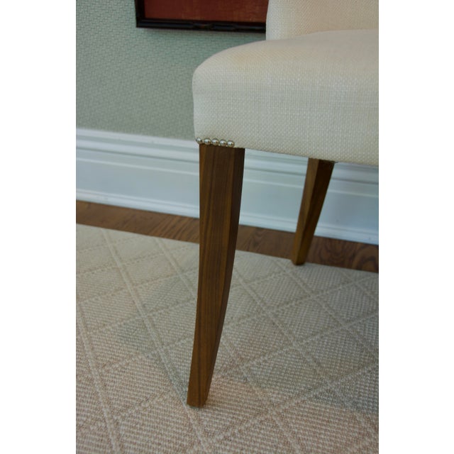 2020s Pair of Bright Chair Maria Side Chairs in Jane Churchill Darwin Cream With Natural Walnut Legs For Sale - Image 5 of 11